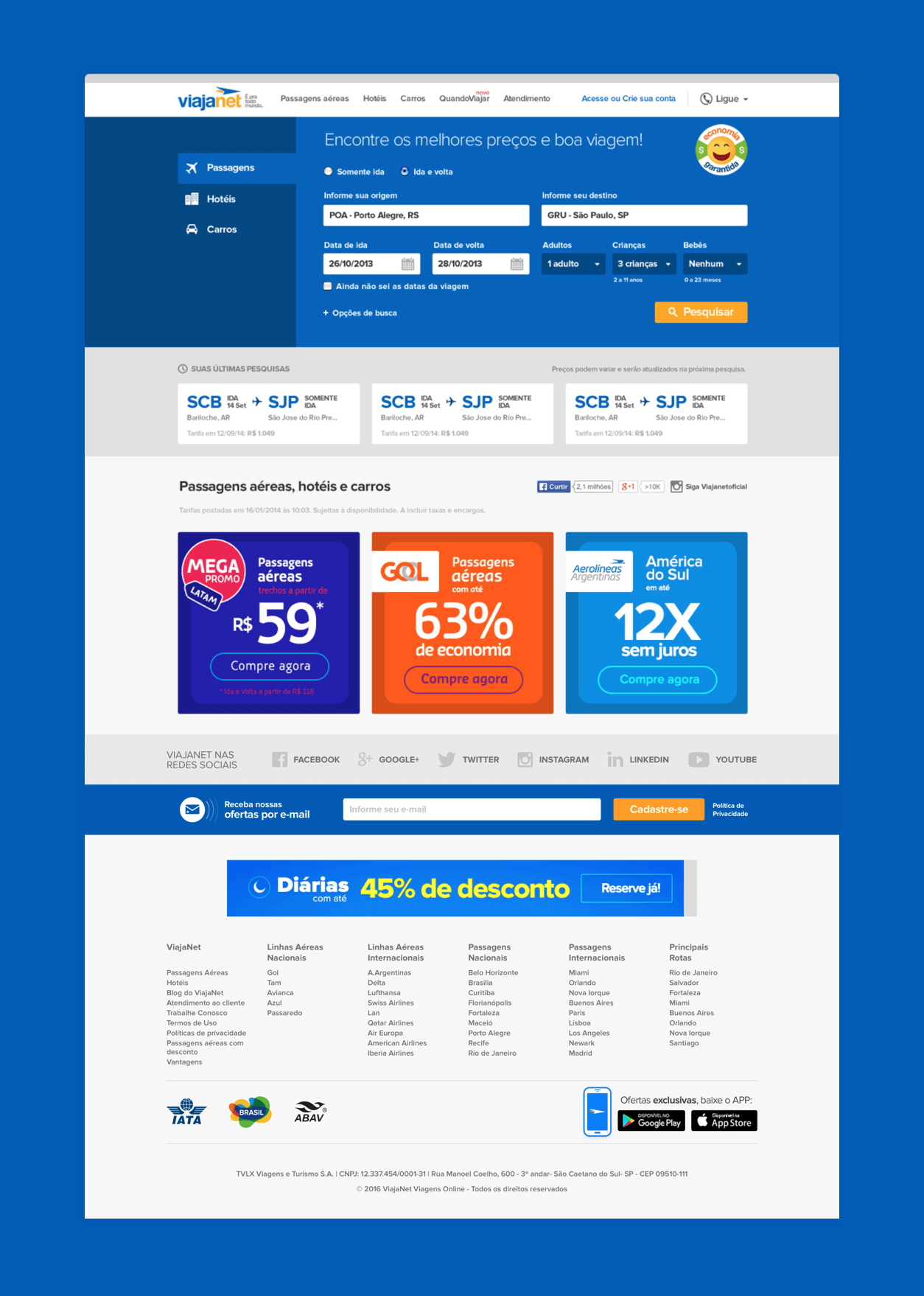 viajanet desktop screens